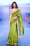 Buy_PUNIT BALANA_Green Organza Silk Embroidery Marodi Scoop Neck Work Saree With Blouse_Online_at_Aza_Fashions