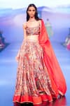 PUNIT BALANA_Red Satin Silk Print And Embellishment Abstract Surkh Laal Bridal Lehenga Set _at_Aza_Fashions