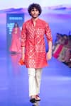 Buy_PUNIT BALANA_Red Chanderi Silk Embroidery Coin Embellished Kurta Set _Online_at_Aza_Fashions