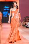 Buy_Arpita Mehta_Orange Double Georgette Hand Embroidered Sequins Pre-draped Saree With Blouse _Online_at_Aza_Fashions