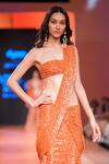 Arpita Mehta_Orange Double Georgette Hand Embroidered Sequins Pre-draped Saree With Blouse _at_Aza_Fashions