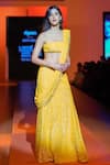 Arpita Mehta_Yellow Georgette Mirrors, Sequins Embroidered Pre-draped Saree With Blouse_at_Aza_Fashions