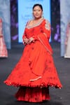Bhumika Sharma_Red Georgette Tassels, Embroidery Blossom Print Anarkali And Flared Pant Set _at_Aza_Fashions