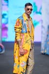 Mahima Mahajan_Multi Color Organza Satin Print Botanical Floral Trench Coat _at_Aza_Fashions