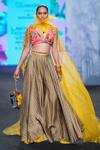 Mahima Mahajan_Multi Color Satin Organza Embroidery Bead Cape Open And Palazzo Set _at_Aza_Fashions