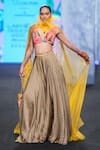 Buy_Mahima Mahajan_Multi Color Satin Organza Embroidery Bead Cape Open And Palazzo Set 