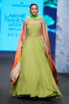 Mahima Mahajan_Green Georgette Embroidery Mirror Scallop Neck Corset Anarkali With Dupatta _Online_at_Aza_Fashions