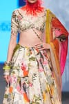 Shop_Mahima Mahajan_Ivory Organza, Silk Embroidery, Mirrors Asymmetric Panelled Lehenga Set _at_Aza_Fashions