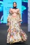 Buy_Mahima Mahajan_Ivory Organza Satin And Shantoon Floral One Off Bustier & Lehenga Set _Online_at_Aza_Fashions