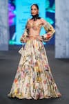 Mahima Mahajan_Ivory Organza Satin And Shantoon Floral One Off Bustier & Lehenga Set _at_Aza_Fashions