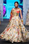 Mahima Mahajan_Ivory Satin Organza Printed Floral Sweetheart Neck Flower Anarkali With Dupatta _at_Aza_Fashions