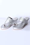 Buy_Preet Kaur_Silver Faux Leather Kolhapuri Wedges _Online_at_Aza_Fashions
