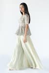 Nikita Vishakha_Green Gharara Organza, Top Tulle Dori, Moti Scallop Neck And Peplum Set _at_Aza_Fashions