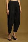 Shop_Ritu Kumar_Black 70% Polyester Solid Dhoti Pant _Online_at_Aza_Fashions