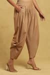 Shop_Ritu Kumar_Brown 70% Polyester Solid Front Pleat Dhoti Pant _Online_at_Aza_Fashions