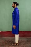 Artless_Blue Paper Mulberry Silk Embroidered Pearls In The Ocean Kurta And Pant Set _Online_at_Aza_Fashions