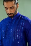 Buy_Artless_Blue Paper Mulberry Silk Embroidered Pearls In The Ocean Kurta And Pant Set _Online_at_Aza_Fashions