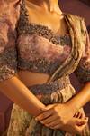 Parul and Preyanka_Green Silk Organza Print And Jolie Floral Blouse & Gharara Set _at_Aza_Fashions