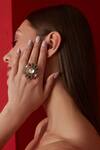 Paisley Pop_Navrattan Polki Embellished Ring_Online_at_Aza_Fashions