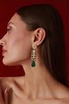 Paisley Pop_Green Kundan Embellished Danglers And Drops Earrings_Online_at_Aza_Fashions