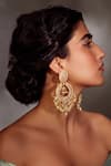Paisley Pop_Gold Plated Diamonds, Pearls Kundan Chandbali Earrings _Online_at_Aza_Fashions