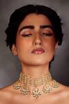 Paisley Pop_Gold Plated Kundan And Pearls Choker Necklace_Online_at_Aza_Fashions