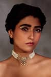 Paisley Pop_White Kundan And Pearl Choker Necklace _Online_at_Aza_Fashions