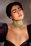Paisley Pop_Green Pearl Embellished Layered Necklace _Online_at_Aza_Fashions