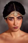 Paisley Pop_Gold Plated Pearl Kundan Mathapatti _Online_at_Aza_Fashions