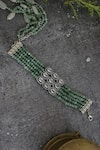 Paisley Pop_Green Diamond Cubic Zirconia Embellished Bracelet _Online_at_Aza_Fashions