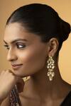 Paisley Pop_Gold Plated Kundan Pearl Embellished Danglers And Drops _Online_at_Aza_Fashions