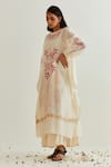 Buy_PRAMA BY PRATIMA PANDEY_Ivory Chanderi Hand Block Printed Floral Round Dress With Inner  _Online_at_Aza_Fashions