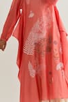 Prama By Pratima Pandey_Pink Chanderi Round Neck Printed Dress With Inner _Online_at_Aza_Fashions