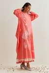 Buy_Prama By Pratima Pandey_Pink Chanderi Round Neck Printed Dress With Inner _Online_at_Aza_Fashions