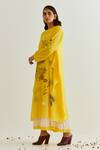 Buy_Prama By Pratima Pandey_Yellow Chanderi Round Neck Hand Block Print Dress With Inner _Online_at_Aza_Fashions