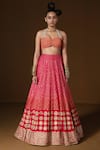 Shop_Pooja Rajgarhia Gupta_Fuchsia Summer Silk Printed Flower Cape Open Aalta Ombre Lehenga Set _Online_at_Aza_Fashions