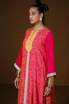 Buy_Pooja Rajgarhia Gupta_Fuchsia Silk Embroidery, Sequins Round Neck Ombre Floral Kurta Set _Online_at_Aza_Fashions