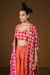 Pooja Rajgarhia Gupta_Fuchsia Georgette, Silk Mirrors, Embroidery Sweetheart Printed Cape Sharara Set _Online_at_Aza_Fashions