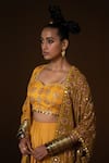 Pooja Rajgarhia Gupta_Yellow Summer Silk And Georgette Print & Embroidery Kesar Ombre Cape Lehenga Set_Online_at_Aza_Fashions