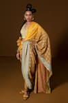 Buy_Pooja Rajgarhia Gupta_Green Summer Silk And Lycra Embroidery Floral Chakra Phool Pant Saree With Blouse_Online_at_Aza_Fashions