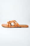 Perca_Orange Textured Strappy Intertwined Flats_Online_at_Aza_Fashions