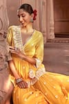 Buy_PREEVIN_Yellow Cotton Mulmul Embroidered And Work Short Angarkha Sharara Set  