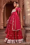 Buy_PREEVIN_Fuchsia Anarkali Cotton Mulmul And Dupatta Tulle & Soft Off With  _Online_at_Aza_Fashions