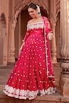 Shop_PREEVIN_Fuchsia Anarkali Cotton Mulmul And Dupatta Tulle & Soft Off With  _Online_at_Aza_Fashions