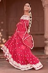 Buy_PREEVIN_Fuchsia Anarkali Cotton Mulmul And Dupatta Tulle & Soft Off With  