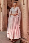 PREEVIN_Pink Angrakha Cotton Mulmul And Dupatta Tulle & Work Anarkali With  _at_Aza_Fashions