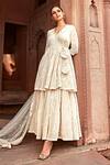 PREEVIN_Off White Angrakha Cotton Mulmul And Mul Layered Anarkali With  _at_Aza_Fashions