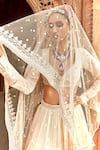 PREEVIN_Off White Lehenga And Blouse: Cotton Diamond Pattern Embellished Set For Women_at_Aza_Fashions