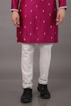 Para_Pink Chanderi Silk Hand Embroidered Pearls Kurta And Pant Set _Online_at_Aza_Fashions