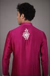 Buy_Para_Pink Chanderi Silk Hand Embroidered Pearls Kurta And Pant Set _Online_at_Aza_Fashions